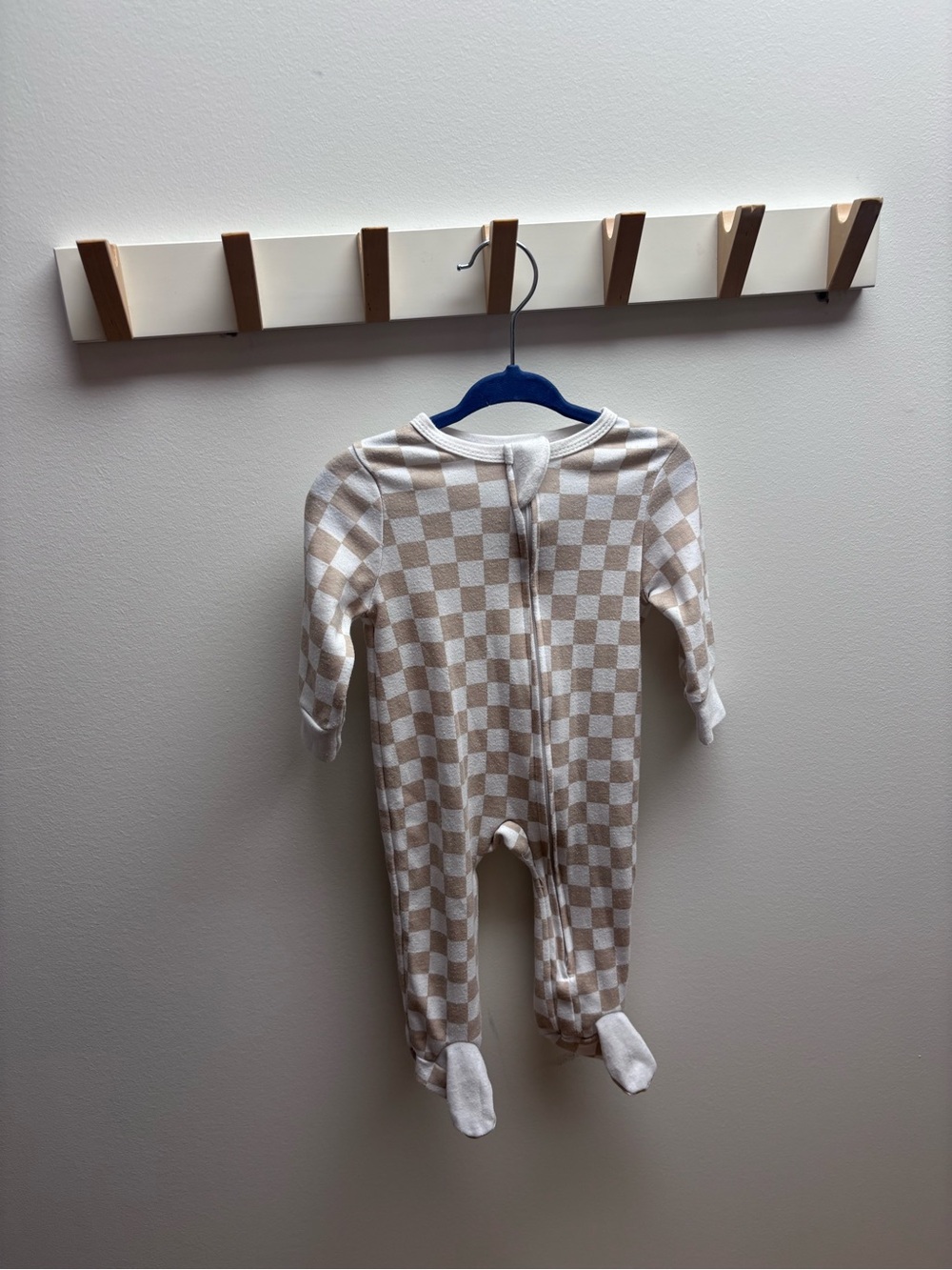 (4 for $20) Neutral Checkered Infant Onesie